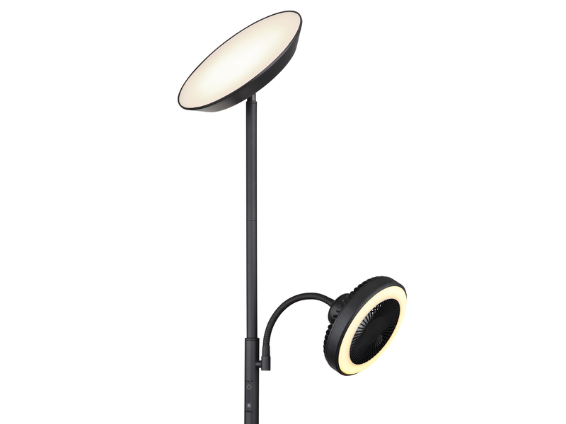 LED Deckenfluter DAVYD per Touch dimmbar mit Lesearm & Ventilator, Höhe 178cm