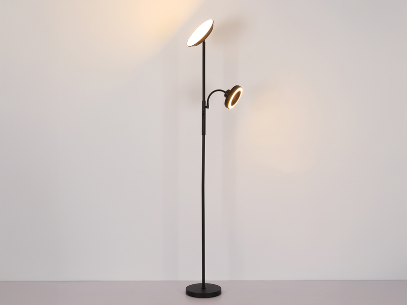 LED Deckenfluter DAVYD per Touch dimmbar mit Lesearm & Ventilator, Höhe 178cm