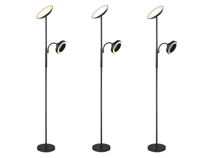 LED Deckenfluter DAVYD dimmbar mit Lesearm & Ventilator, Höhe 178cm