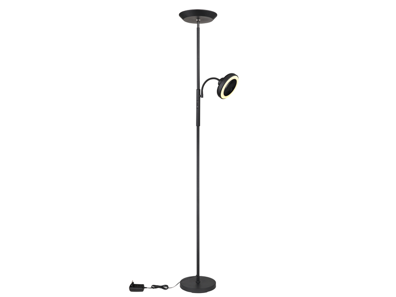 LED Deckenfluter DAVYD per Touch dimmbar mit Lesearm & Ventilator, Höhe 178cm