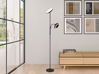 LED Deckenfluter DAVYD per Touch dimmbar mit Lesearm & Ventilator, Höhe 178cm
