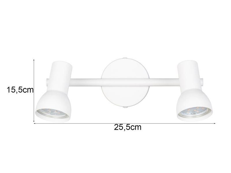 Deckenstrahler CANTAR 2-flammig Metall in Weiß, Spots schwenkbar, Breite: 25,5cm