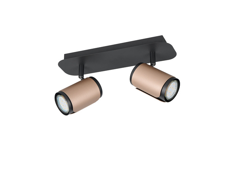 Deckenstrahler GILLAN 2flammig Metall Schwarz / Coffee, Länge 30cm