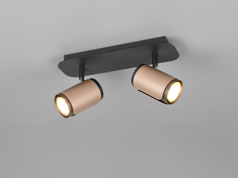 Deckenstrahler GILLAN 2-flammig Metall Schwarz / Coffee, Länge 30cm