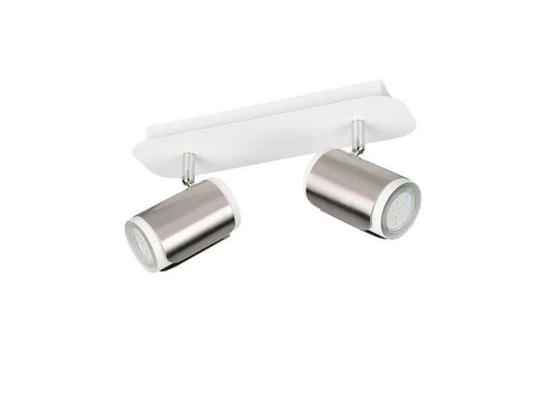 Deckenstrahler GILLAN 2flammig Metall Weiß / Silber, Länge 30cm