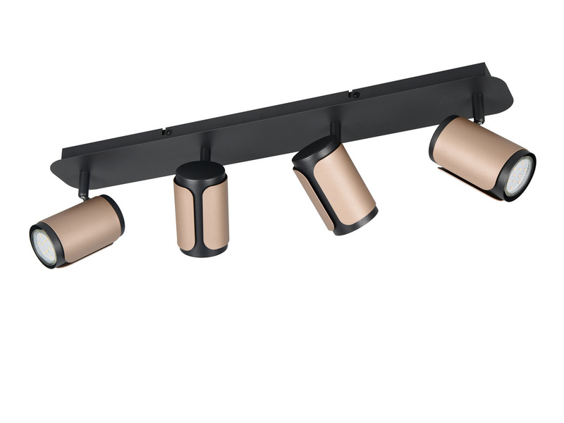 Deckenstrahler GILLAN 4flammig Metall Schwarz / Coffee, 60cm lang