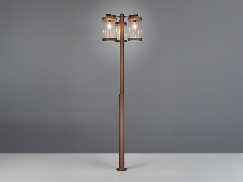 Straßenlaterne SAMBESI im Landhausstil, 3-flammig Rostoptik, Höhe 240cm