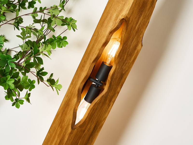 Stehlampe VENUS im Holzstamm Design aus Naturholz rusikal, Höhe 141cm