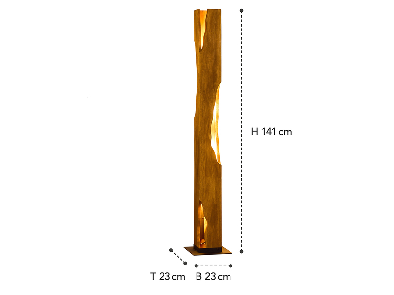 Stehlampe VENUS im Holzstamm Design aus Naturholz rusikal, Höhe 141cm