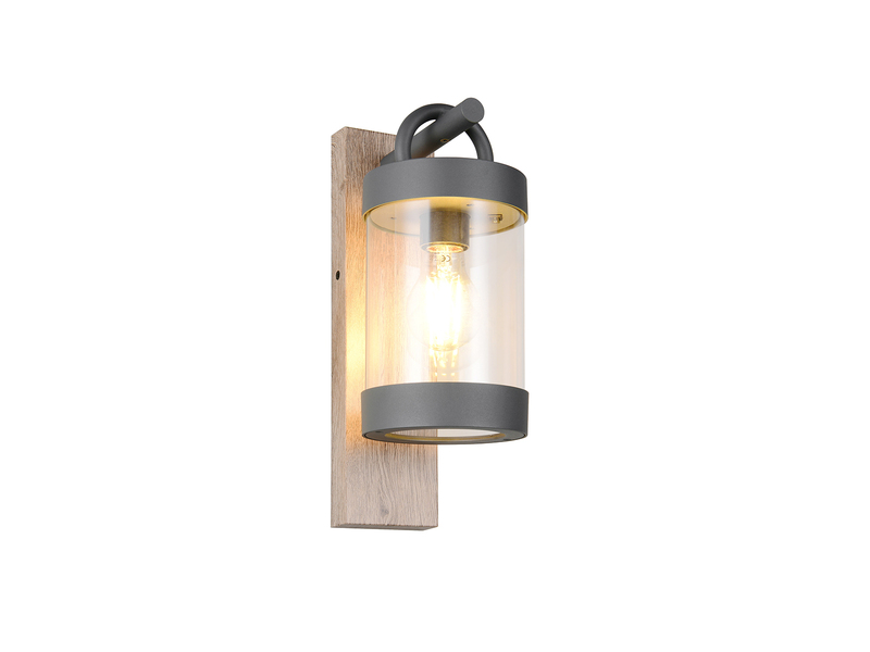Außenwandleuchte SAMBESI Laterne im Landhausstil, Holzoptik, Höhe 33cm