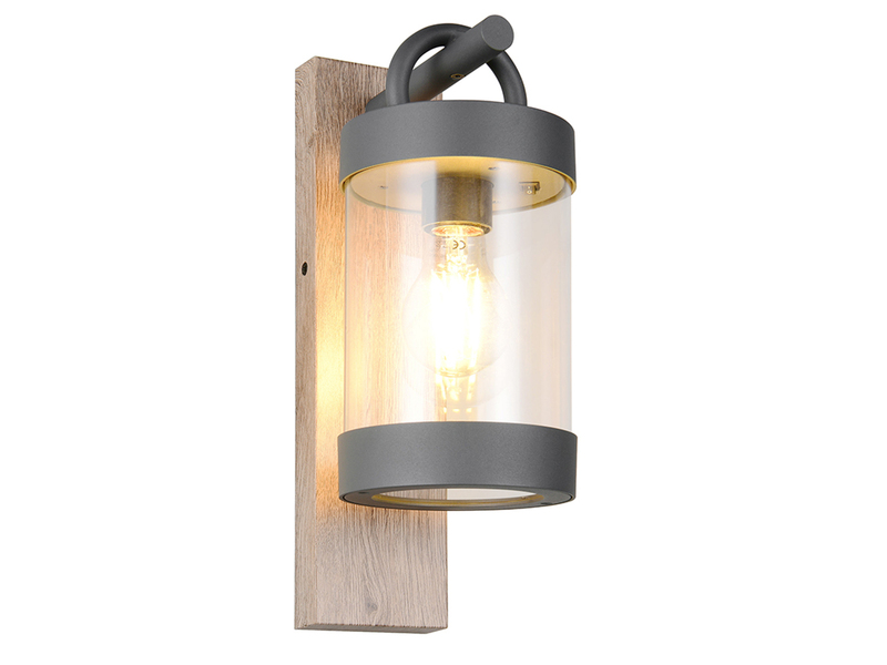 Außenwandleuchte SAMBESI Laterne im Landhausstil, Holzoptik, Höhe 33cm