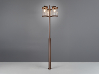 LED Straßenlaterne im Landhausstil, 3-flammig Rostoptik, Höhe 240cm
