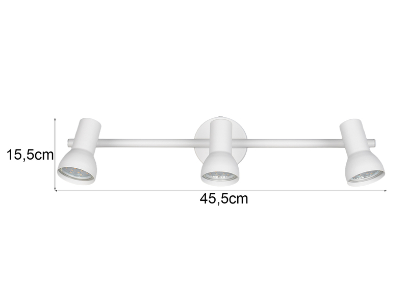 Deckenstrahler CANTAR 3-flammig Metall in Weiß, Spots schwenkbar, Breite: 45,5cm