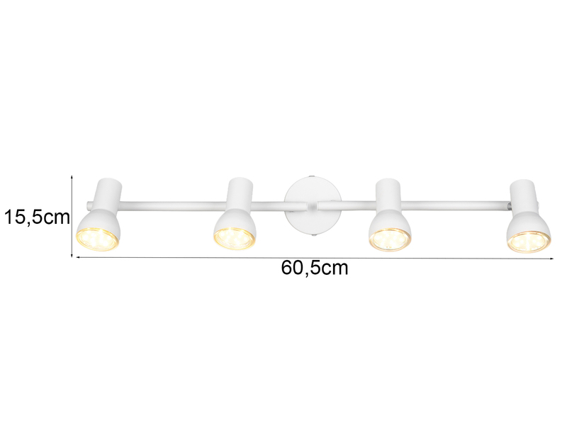 Deckenstrahler CANTAR 4-flammig Metall in Weiß, Spots schwenkbar, Breite: 60,5cm