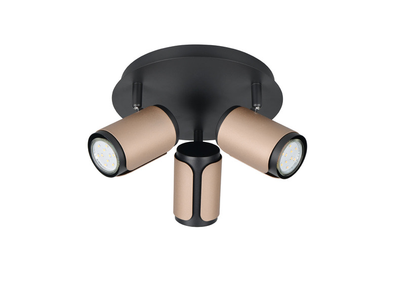 Deckenstrahler GILLAN 3flammig Metall Schwarz / Coffee, rund Ø 30cm