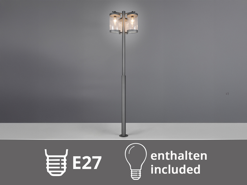 LED Straßenlaterne im Landhausstil, 3-flammig Anthrazit, Höhe 240cm