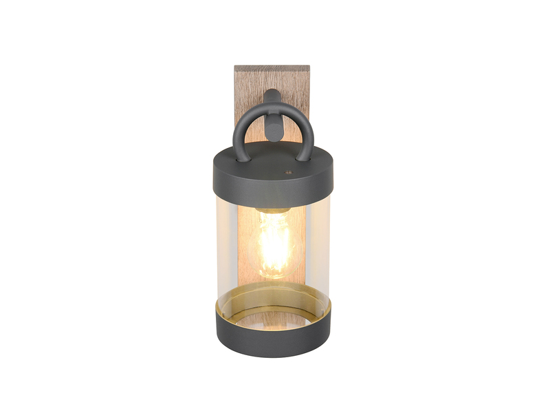 LED Außenwandleuchte Laterne im Landhausstil mit Holzoptik, Höhe 33cm
