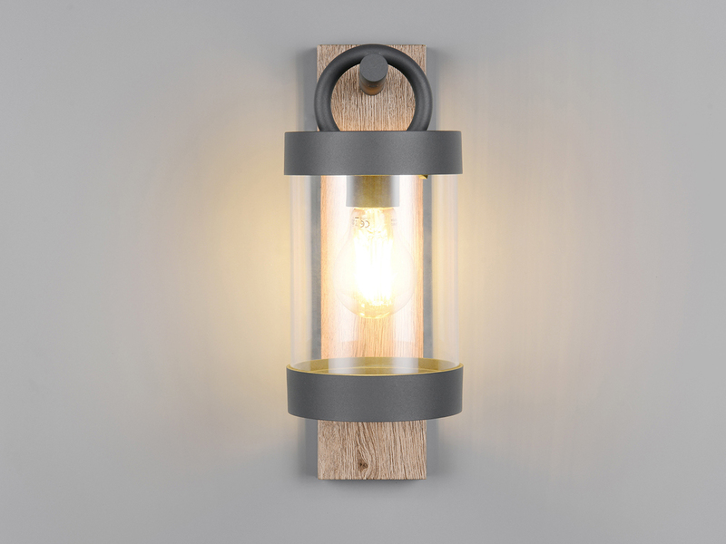LED Außenwandleuchte Laterne im Landhausstil mit Holzoptik, Höhe 33cm