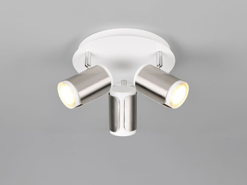 Deckenstrahler GILLAN 3flammig Metall Weiß / Silber, rund Ø 30cm