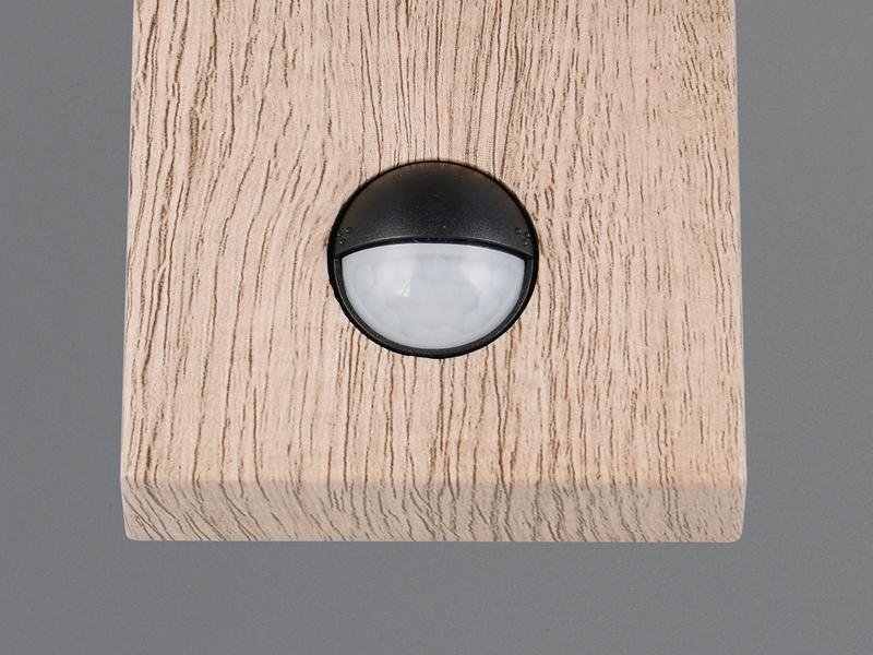 LED Außenwandleuchte mit Bewegungsmelder, Laterne Holzoptik, Höhe 33cm