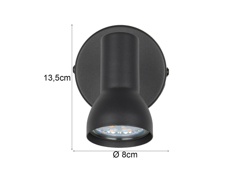 Wandstrahler CANTAR 1-flammig in Metall Schwarz, Spot schwenkbar, Breite 8cm
