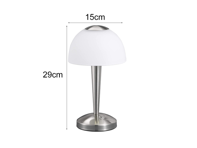 Kleine LED Tischleuchte VENTURA Silber 3-fach dimmbar, Höhe 29cm