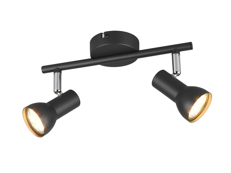 Deckenstrahler CANTAR 2-flammig Metall Schwarz, Spots schwenkbar, Breite: 25,5cm
