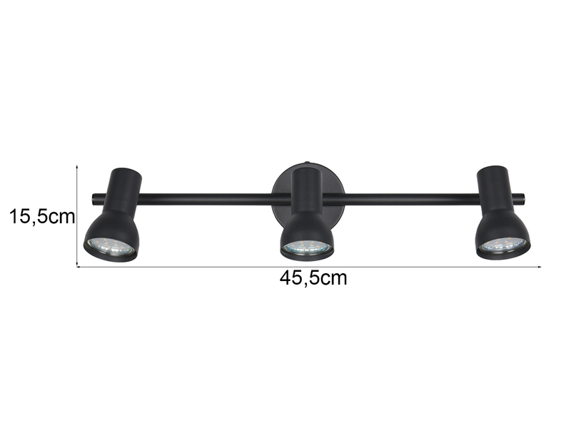 Deckenstrahler CANTAR 3-flammig Metall in Schwarz, Spots schwenkbar, B: 45,5cm