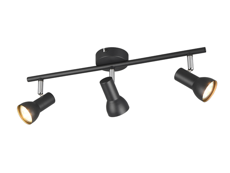Deckenstrahler CANTAR 3-flammig Metall in Schwarz, Spots schwenkbar, B: 45,5cm