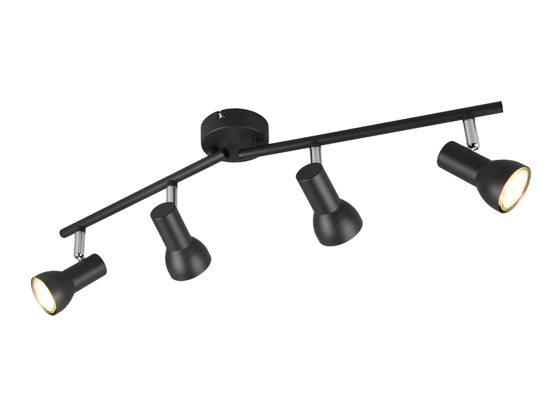 Deckenstrahler CANTAR 4-flammig Metall Schwarz, Spots schwenkbar, Breite: 60,5cm