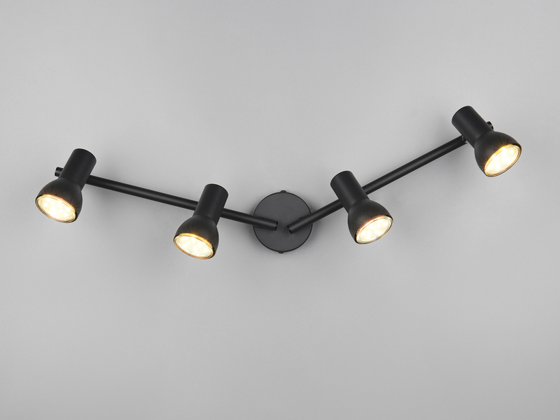 Deckenstrahler CANTAR 4-flammig Metall Schwarz, Spots schwenkbar, Breite: 60,5cm
