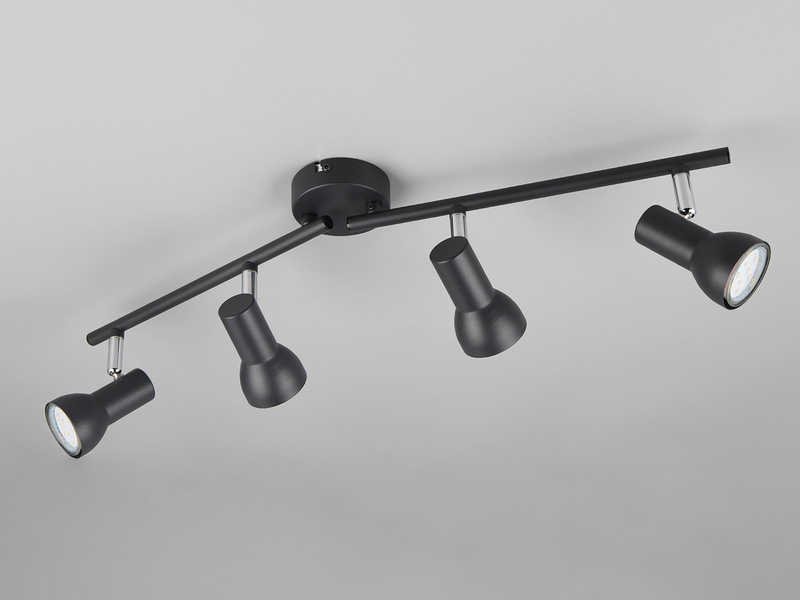 Deckenstrahler CANTAR 4-flammig Metall Schwarz, Spots schwenkbar, Breite: 60,5cm