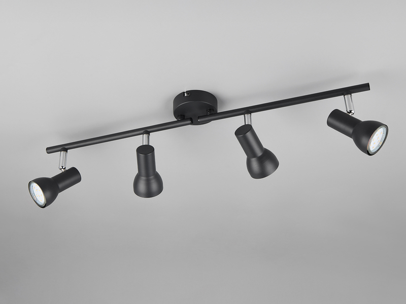 Deckenstrahler CANTAR 4-flammig Metall Schwarz, Spots schwenkbar, Breite: 60,5cm