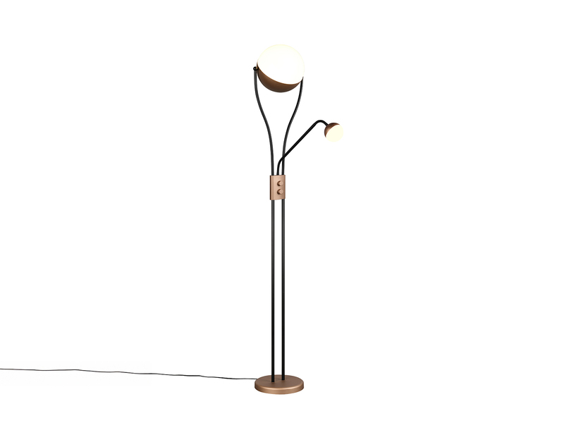 LED Deckenfluter CHRIS mit flexibler Leselampe, Schwarz Coffee, Höhe 180cm