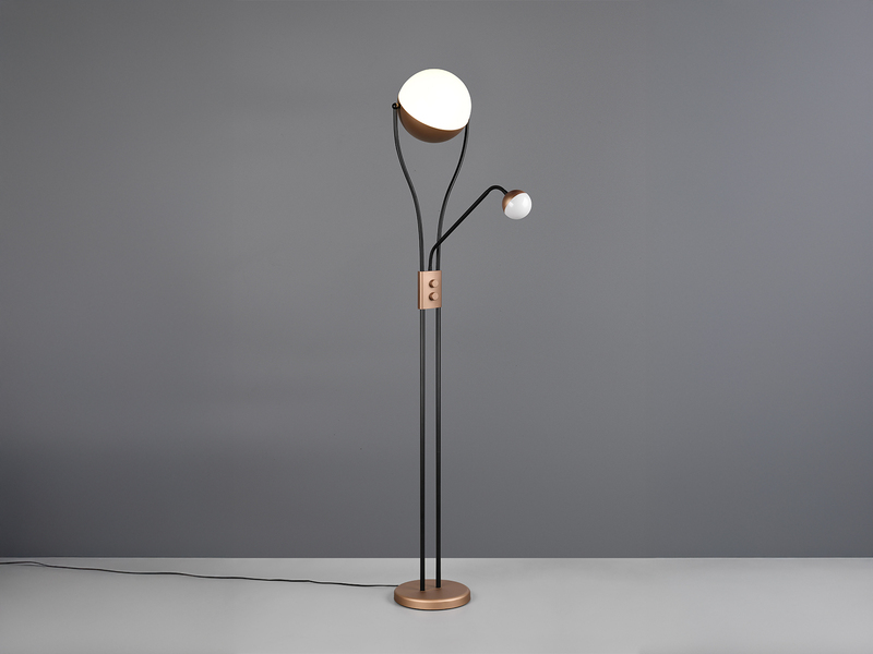 LED Deckenfluter CHRIS mit flexibler Leselampe, Schwarz Coffee, Höhe 180cm