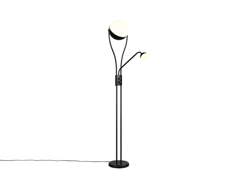 LED Deckenfluter CHRIS mit flexibler Leselampe, Schwarz, Höhe 180cm
