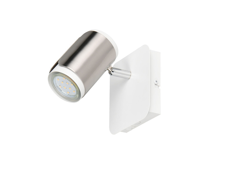 LED Wandstrahler Metall Weiß / Silber mit Schalter, Breite 12cm