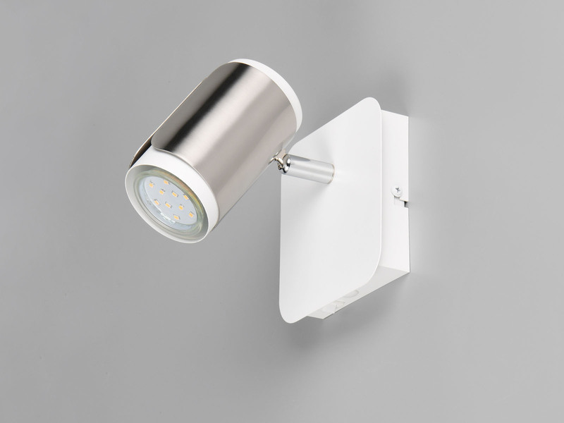 LED Wandstrahler Metall Weiß / Silber mit Schalter, Breite 12cm
