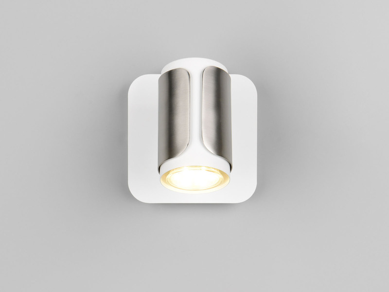 LED Wandstrahler Metall Weiß / Silber mit Schalter, Breite 12cm