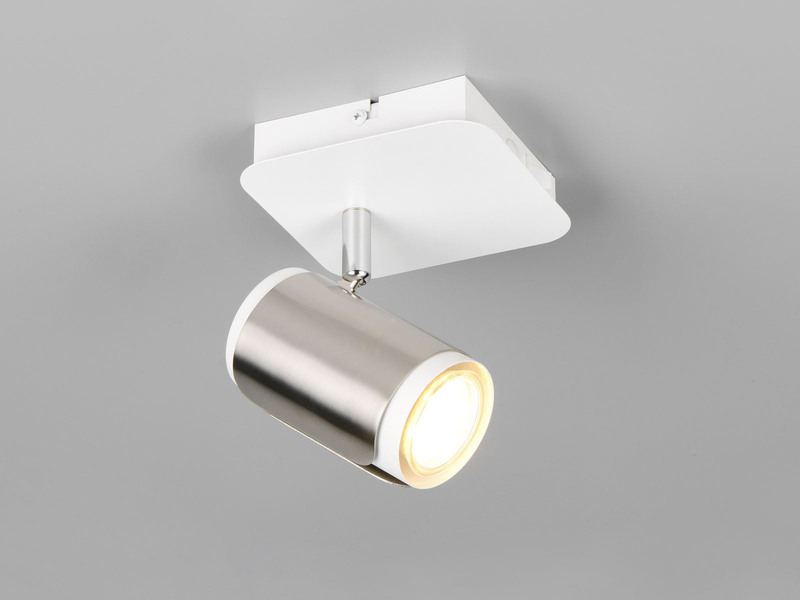 LED Wandstrahler Metall Weiß / Silber mit Schalter, Breite 12cm