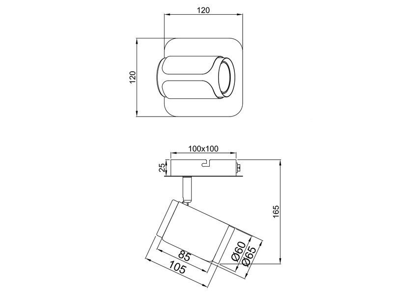 LED Wandstrahler Metall Weiß / Silber mit Schalter, Breite 12cm