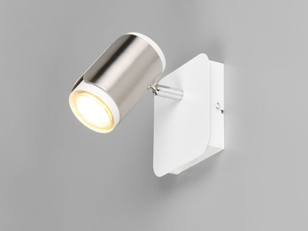 LED Wandstrahler Metall Weiß / Silber mit Schalter, Breite 12cm