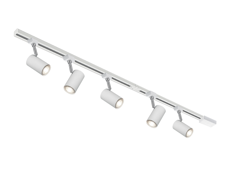 Lichtschienensystem Weiß mit 5 Spots & Einspeisung 3-adrig, Länge 202,5cm