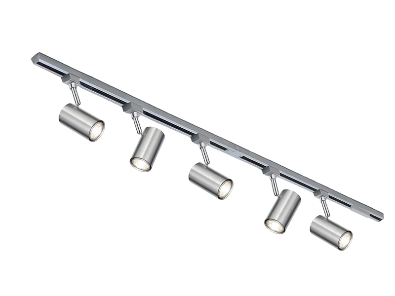 Lichtschienensystem mit 5 Spots Silber & Einspeisung 4-adrig, Länge 202,5cm