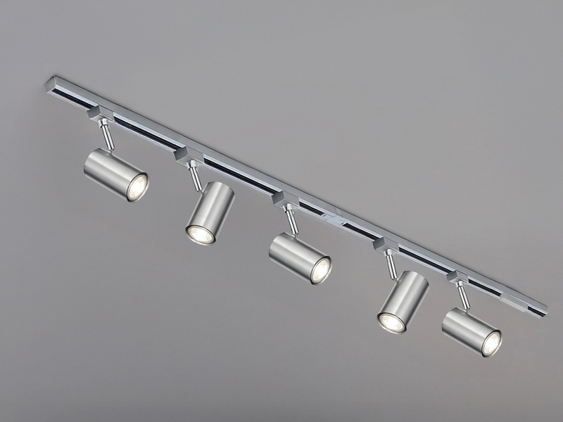 Lichtschienensystem mit 5 Spots Silber & Einspeisung 4-adrig, Länge 202,5cm