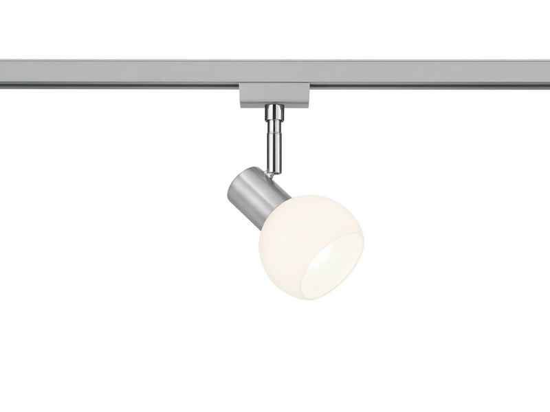 Lichtschienensystem mit 5 Spots Glas Weiß & Einspeisung 3-adrig, Länge 202,5cm