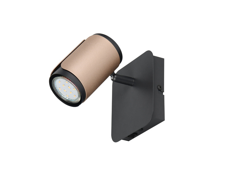 LED Wandstrahler Metall Schwarz / Coffee mit Schalter, Breite 12cm