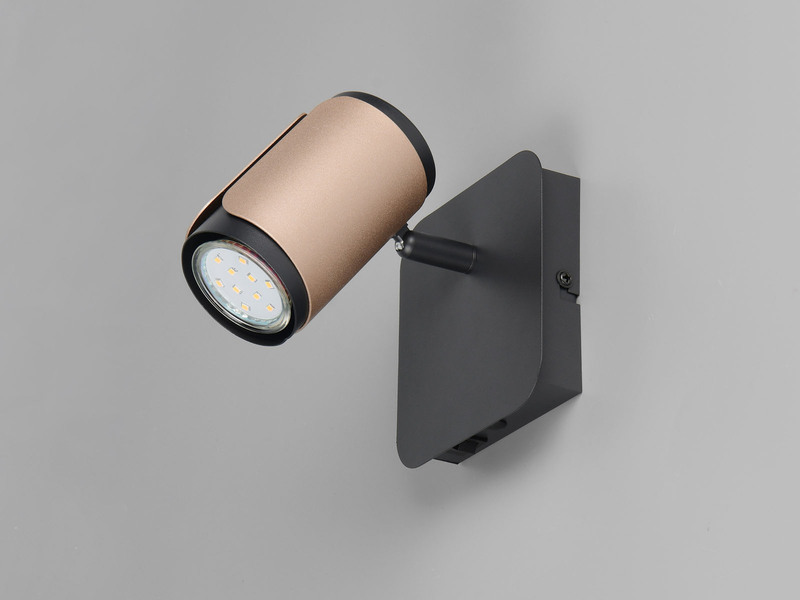LED Wandstrahler Metall Schwarz / Coffee mit Schalter, Breite 12cm