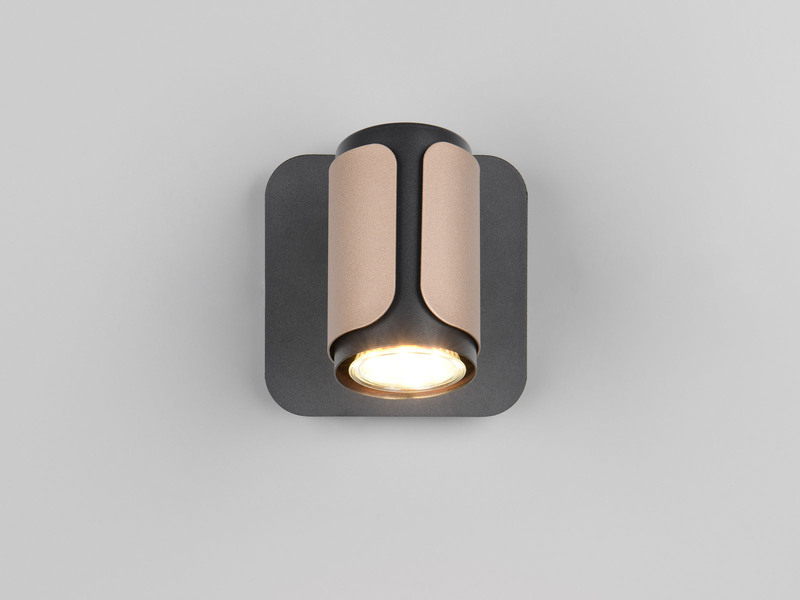 LED Wandstrahler Metall Schwarz / Coffee mit Schalter, Breite 12cm