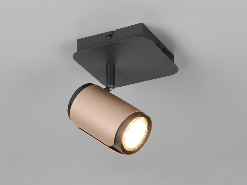 LED Wandstrahler Metall Schwarz / Coffee mit Schalter, Breite 12cm